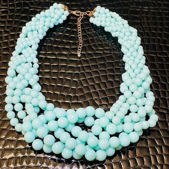 Jewelry - Classic Six Strand Braided Beaded Necklace Mint Green